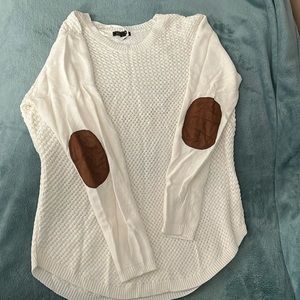 NWOT cream sweater with elbow patch